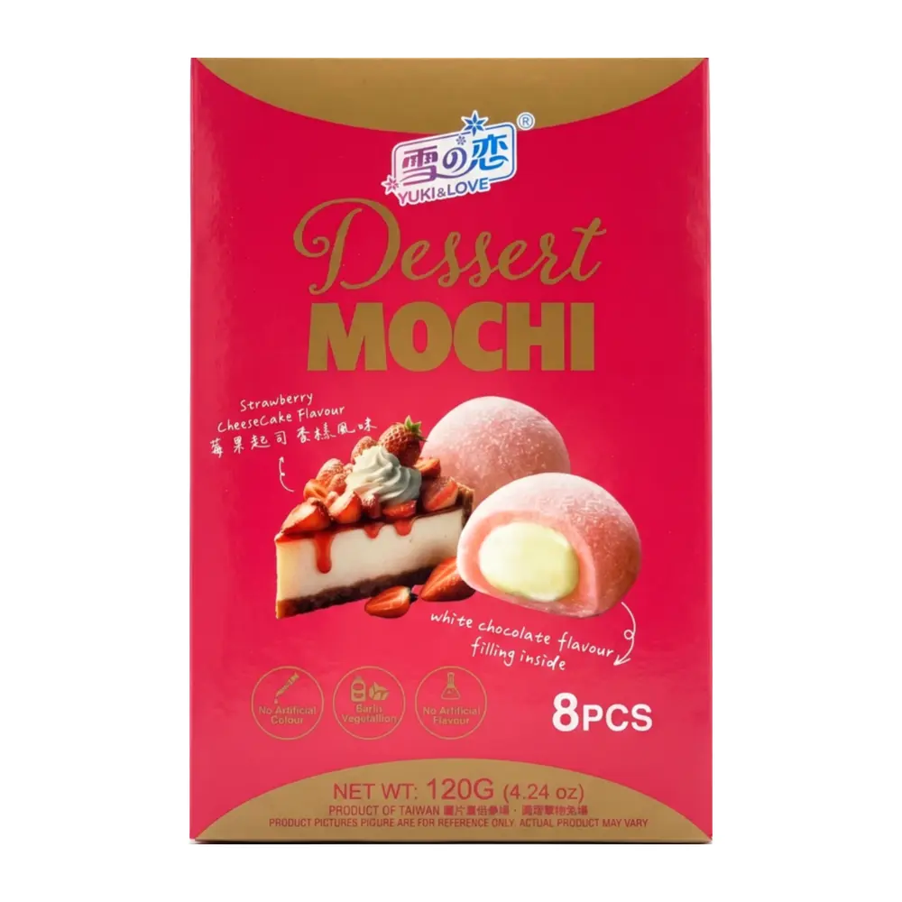 Bánh Mochi Nhân Bánh Phô Mai Dâu Tây, Dessert Mochi, Strawberry Cheesecake Flavour, 8 Cái, 4.24 oz (120g) - YUKI & LOVE