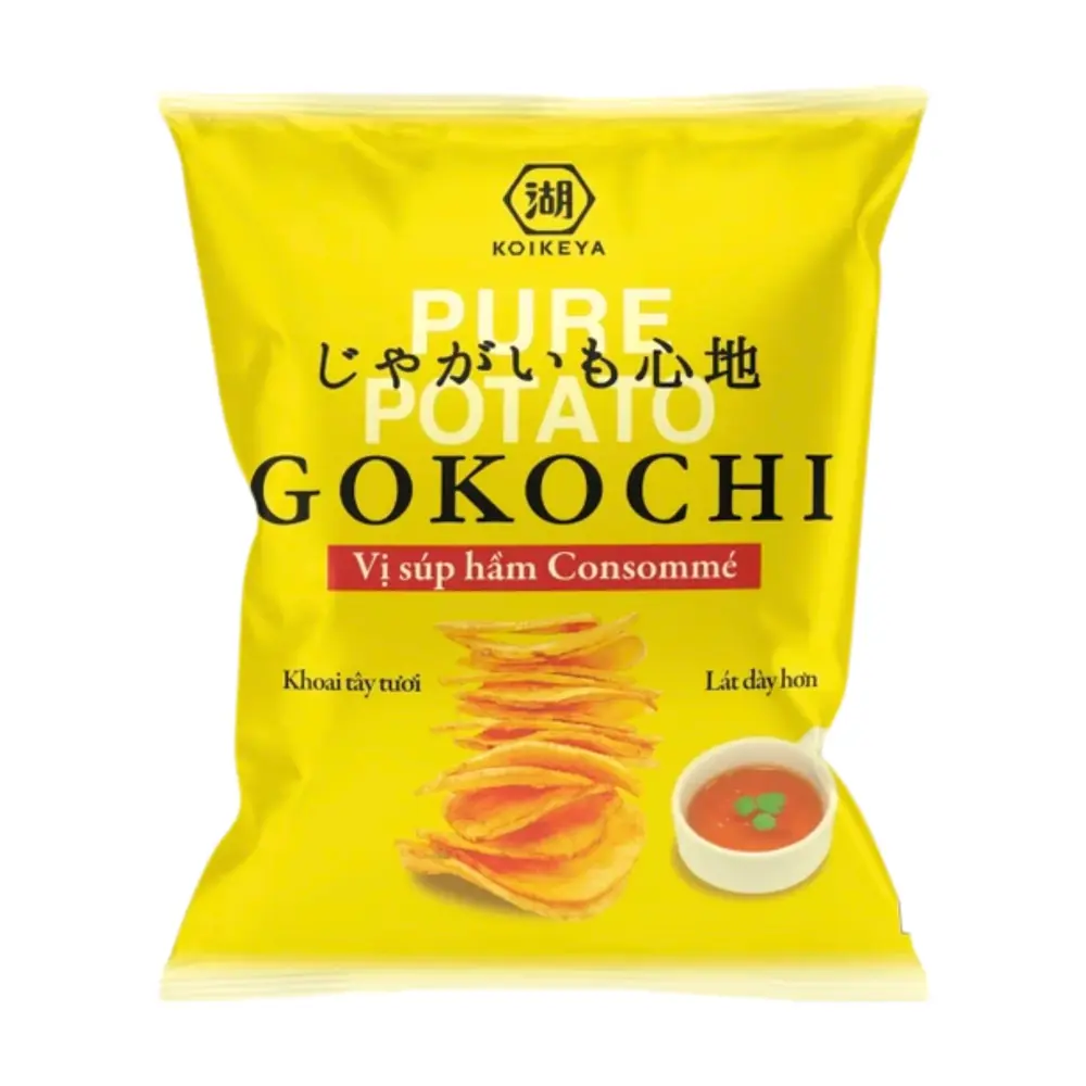 Snack Khoai Tây Vị Súp Hầm, Gokochi Pure Potato Chips, Consommé (110g) - KOIKEYA