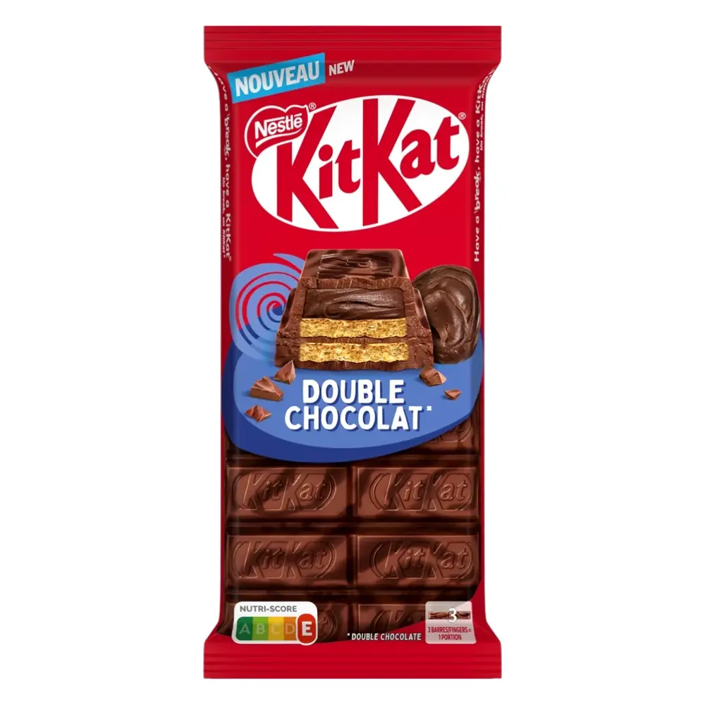 Bánh Xốp Phủ Socola Nhân Kem Socola, Crispy Wafer Coated in Milk Chocolate with Filling, Double Chocolat (99g) - KITKAT