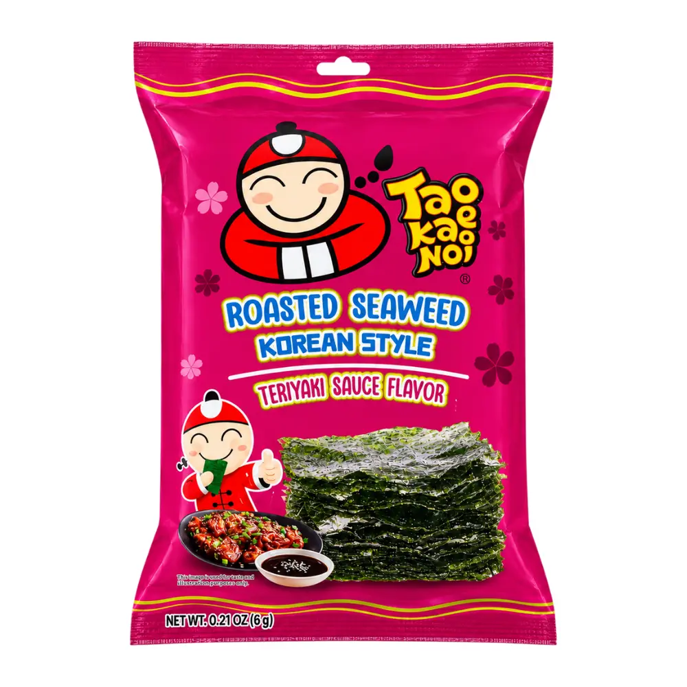 Rong Biển Nướng Kiểu Hàn Vị Teriyaki, Roasted Seaweed Korean Style, Teriyaki Sauce Flavor, 0.21 oz (6g) - TAO KAE NOI