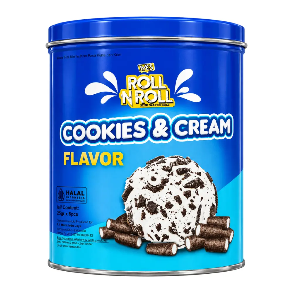 Bánh Ống Quế Vị Bánh Quy Kem, Roll N Roll, Mini Wafer Roll, Cookies & Cream (150g) - IYES