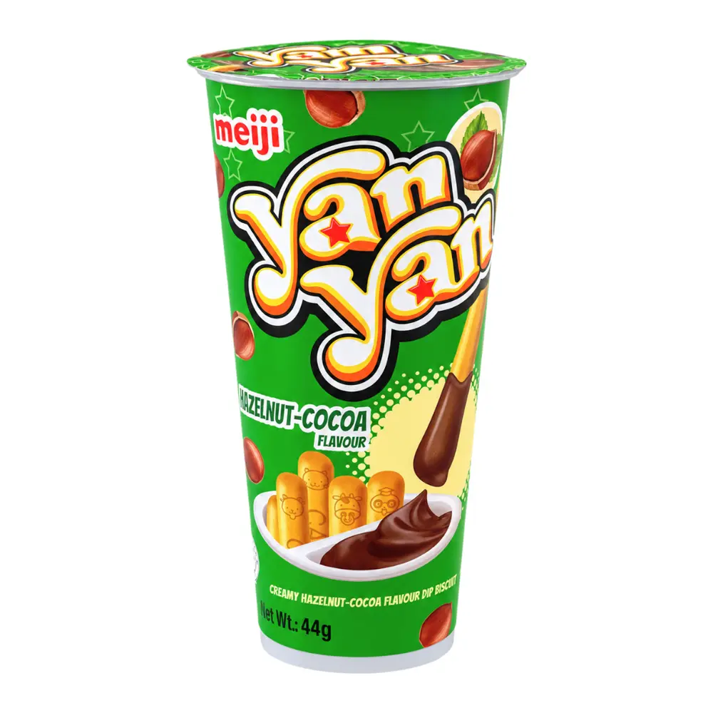 Bánh Que Chấm Kem Cacao Hạt Phỉ, Yan Yan, Creamy Hazelnut-Cocoa Flavoured Dips Biscuit Stick (44g) - MEIJI