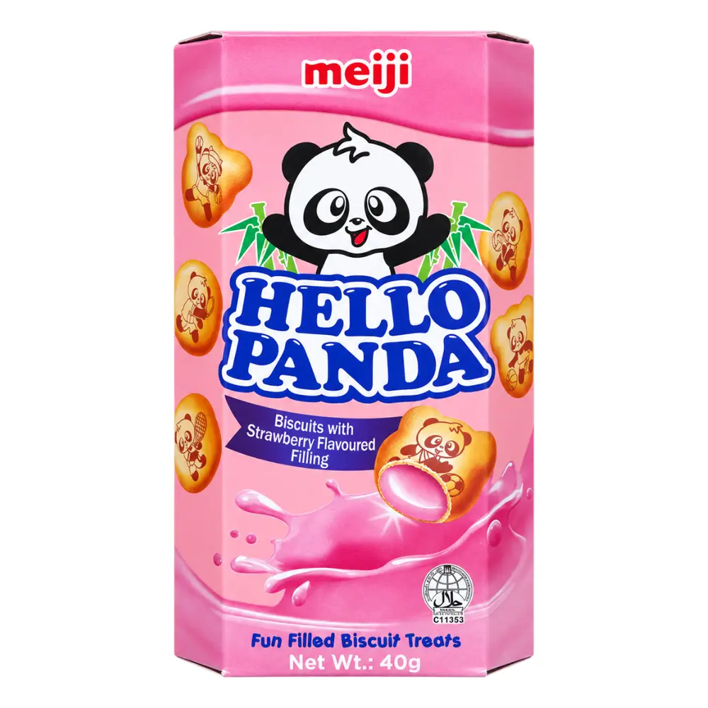 Bánh Quy Gấu Nhân Kem Dâu, Hello Panda, Biscuits with Strawberry Flavoured Filling (40g) - MEIJI