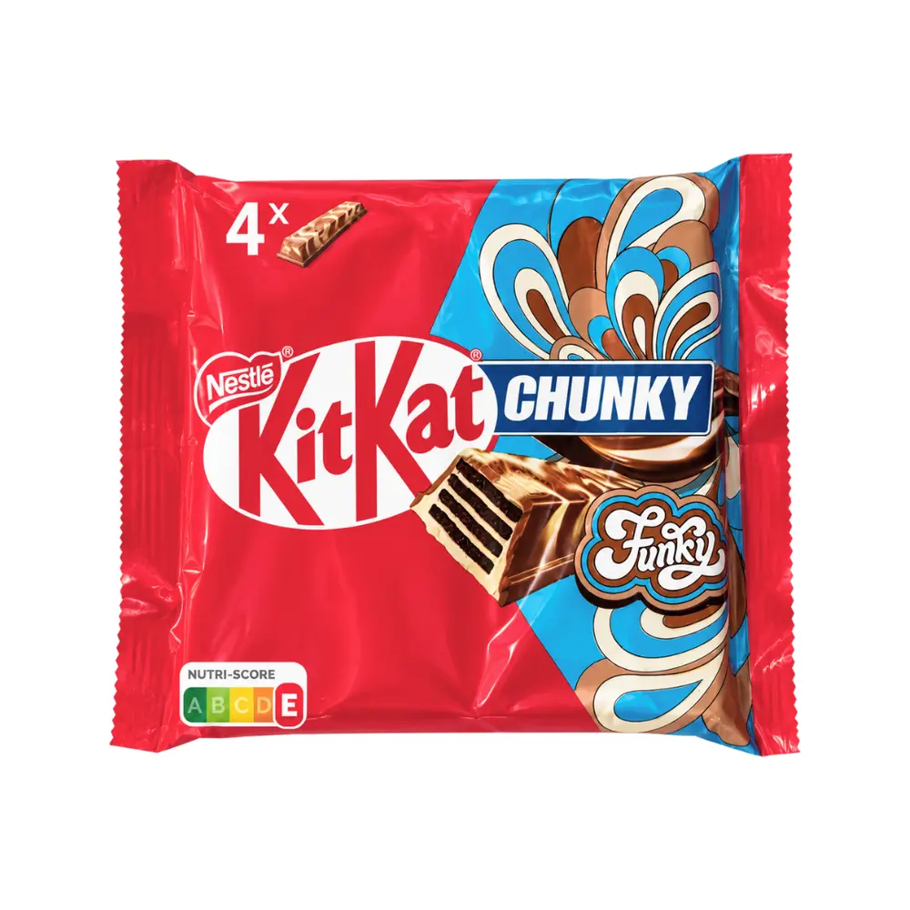 Bánh Xốp Phủ Socola Trắng & Sữa, Chunky Funky, Crispy Wafer in White Chocolate & Milk, 4 Thanh (160g) - KITKAT