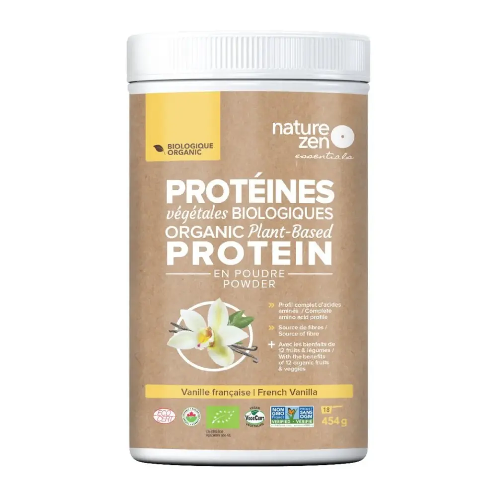Bột Protein Thực Vật Hữu Cơ Vị Vani, Organic Plant-Based Protein Powder, Vanilla (454g) - NATURE ZEN
