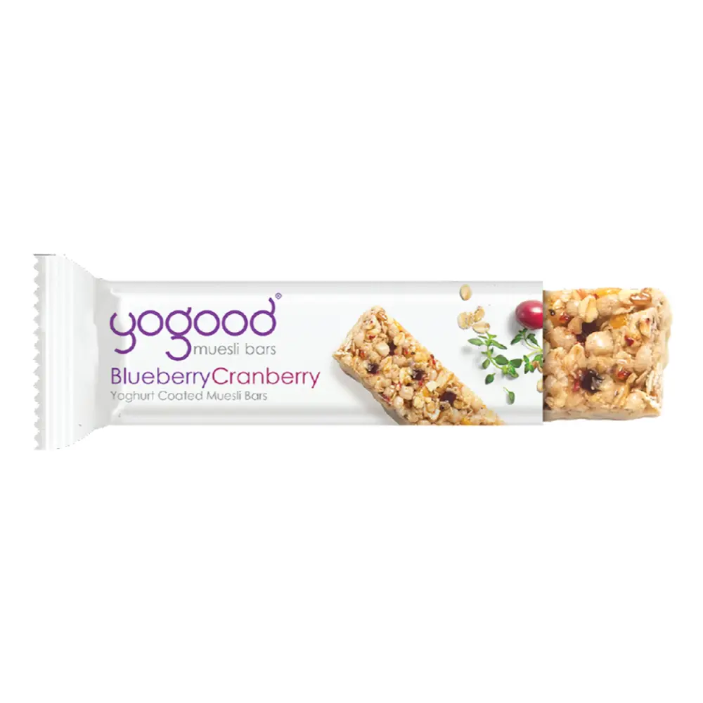 Thanh Ngũ Cốc Việt Quất & Nam Việt Quất Phủ Sữa Chua, Blueberry Cranberry, Yoghurt Coated Muesli Bars, 6 Thanh (138g) - YOGOOD