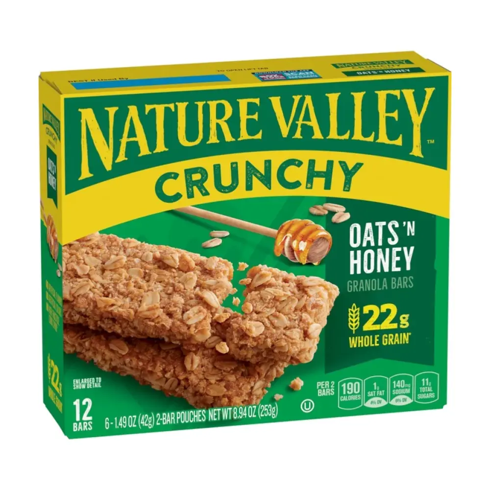 Thanh Ngũ Cốc Yến Mạch & Mật Ong, Crunchy Granola Bars, Oats N Honey, 12 Thanh, 8.94 oz (253g) - NATURE VALLEY