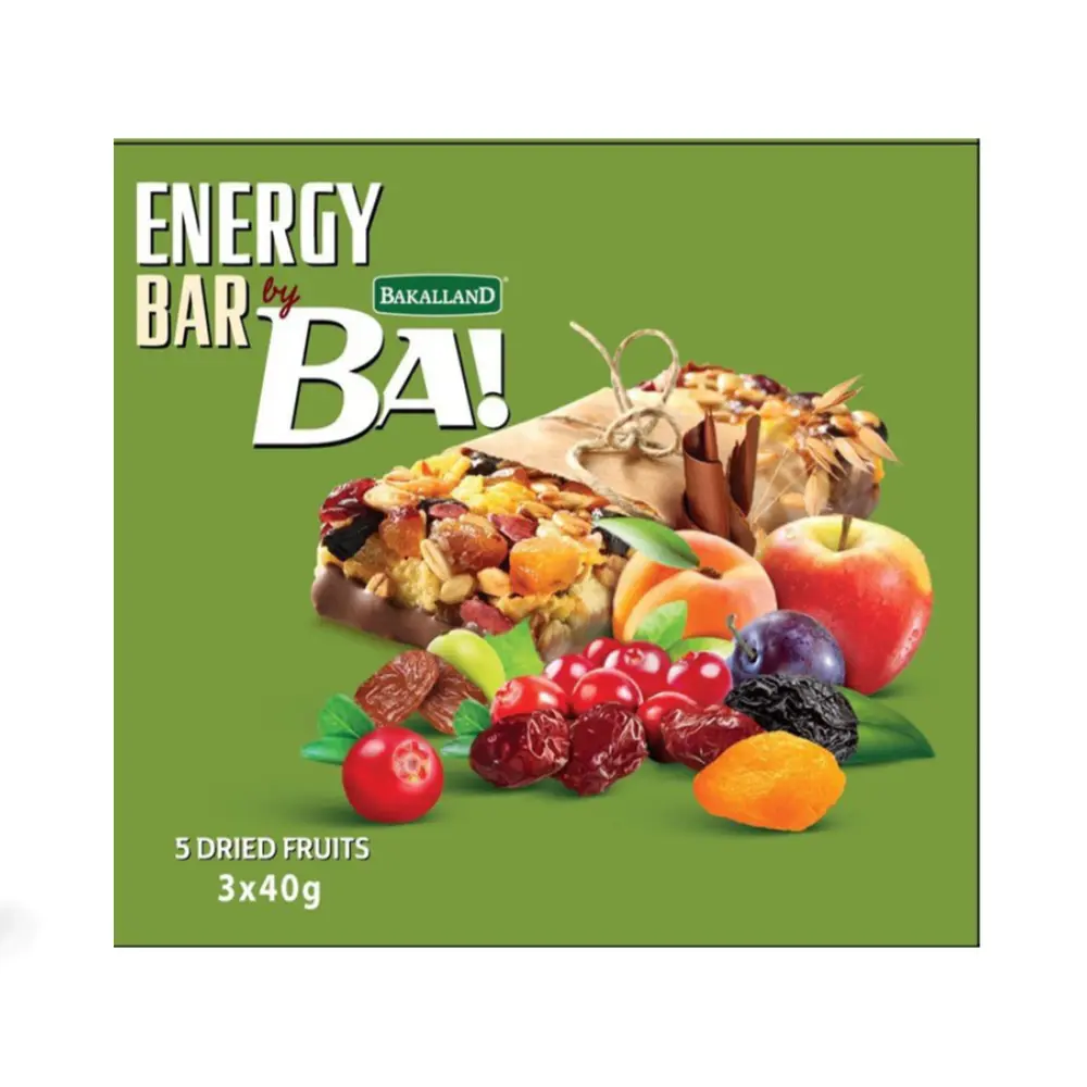 Thanh Năng Lượng 5 Loại Trái Cây, BA! Energy Bar, 5 Dried Fruit, 3 Thanh (120g) - BAKALLAND