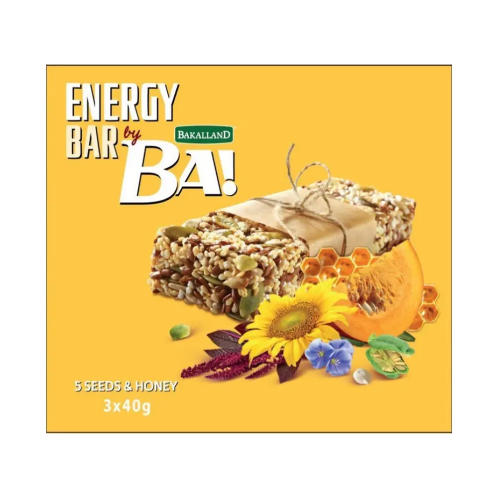 Thanh Năng Lượng 5 Loại Hạt & Mật Ong, BA! Energy Bar, 5 Seeds with Honey, 3 Thanh (120g) - BAKALLAND