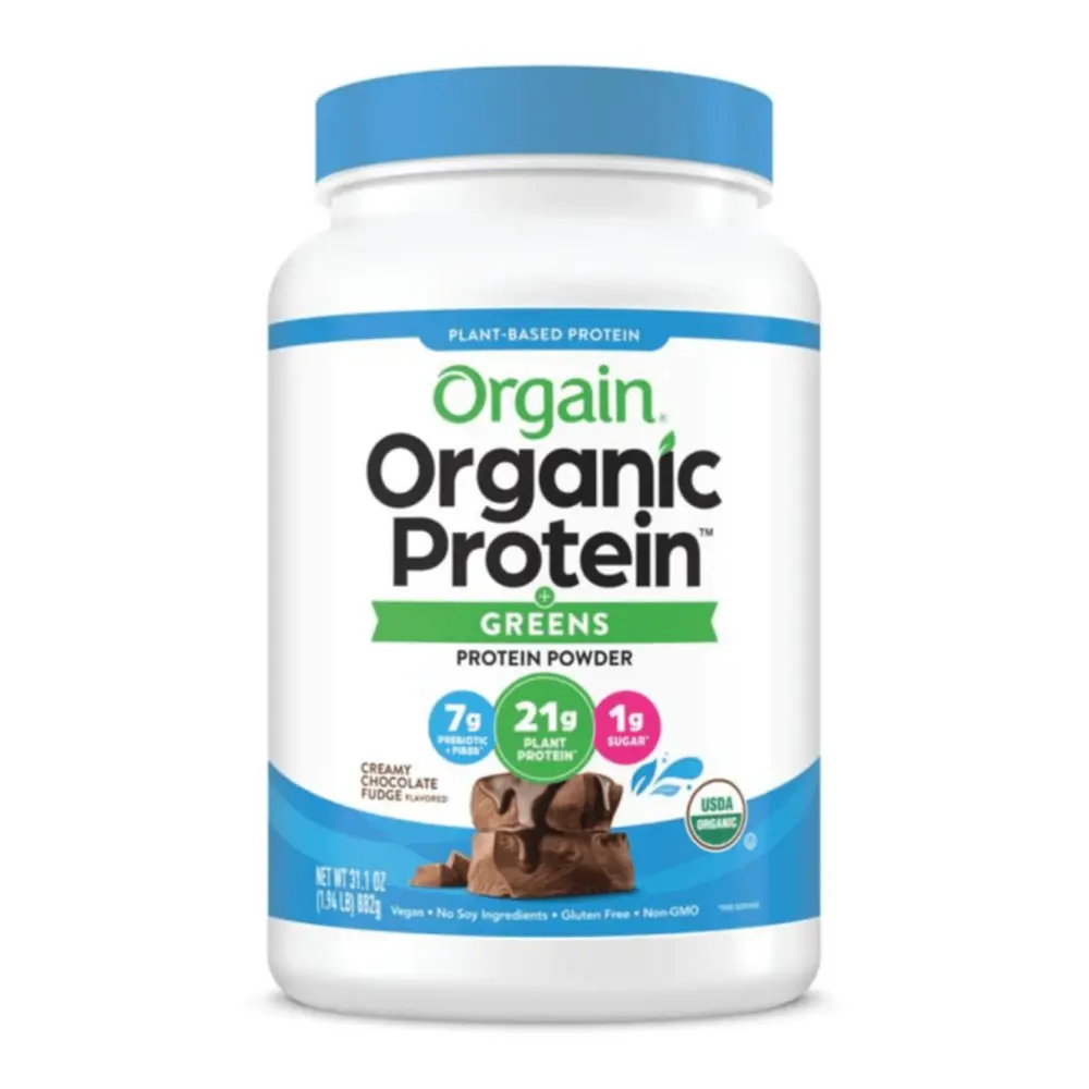 Bột Protein Thực Vật Xanh Hữu Cơ Hương Socola, Organic Protein & Greens, Plant-Based Protein Powder, Creamy Chocolate Fudge, 1.94 lbs (882g) - ORGAIN
