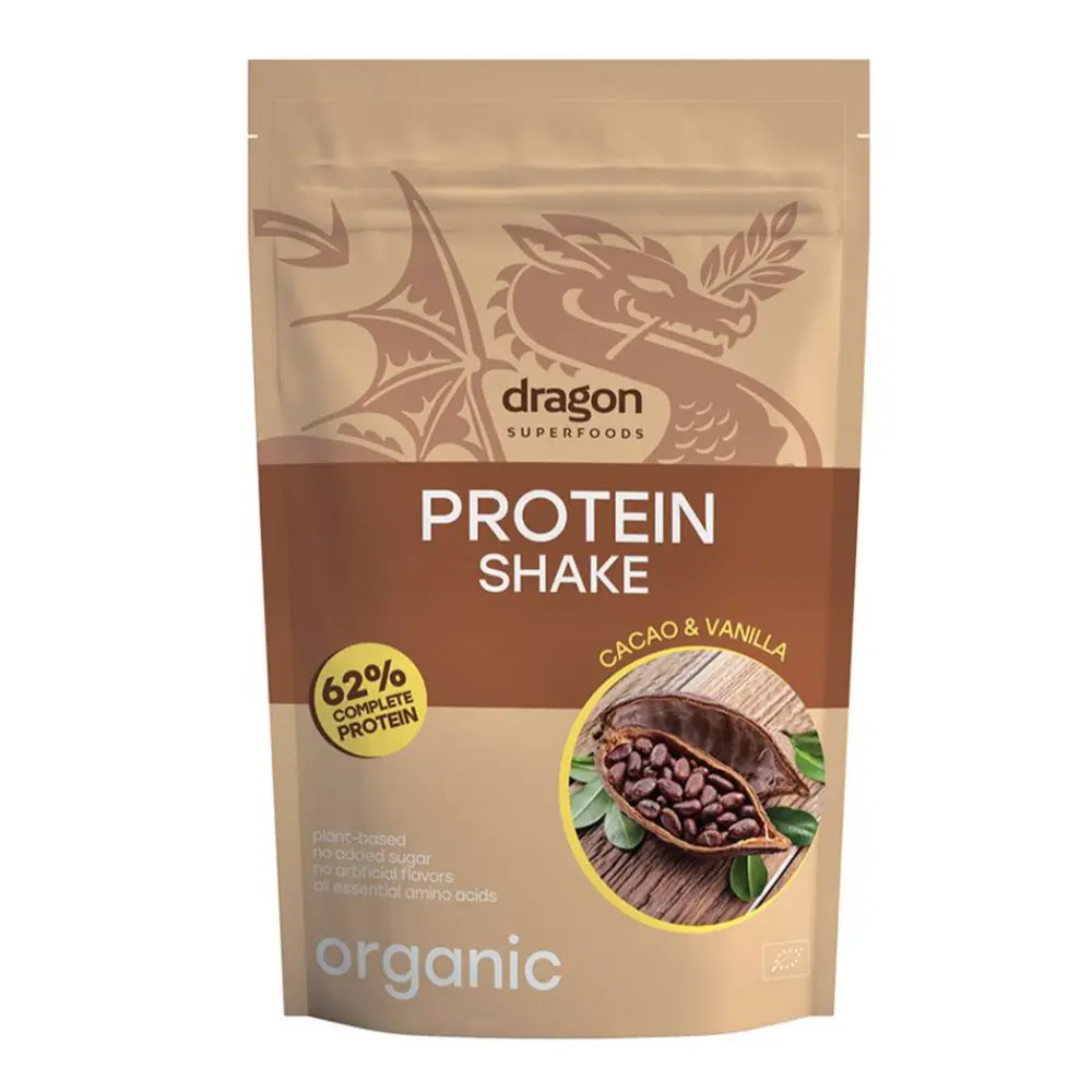 Bột Protein Cacao & Vani Hữu Cơ, Organic Plant-Based Protein Shake, Cacao & Vanilla (500g) - DRAGON SUPERFOODS