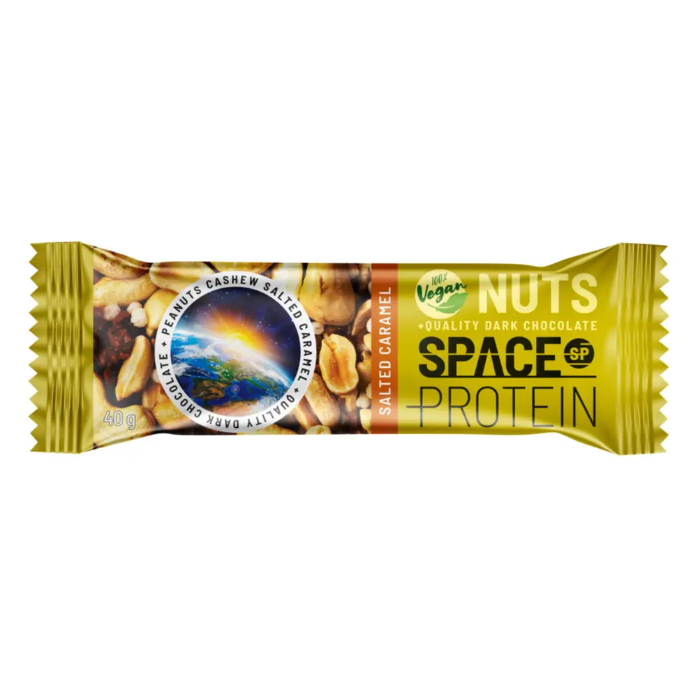 Thanh Năng Lượng Hạt, Caramel Mặn & Socola Đen, Salted Caramel Vegan Bar, Nuts with Real Dark Chocolate (40g) - SPACE PROTEIN