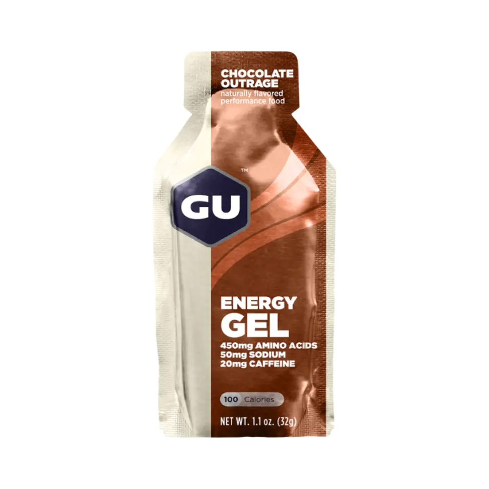 Thực Phẩm Bổ Sung Năng Lượng Hương Socola, Energy Gel, Chocolate Outrage, 20mg Caffeine, 1.1 oz (32g) - GU