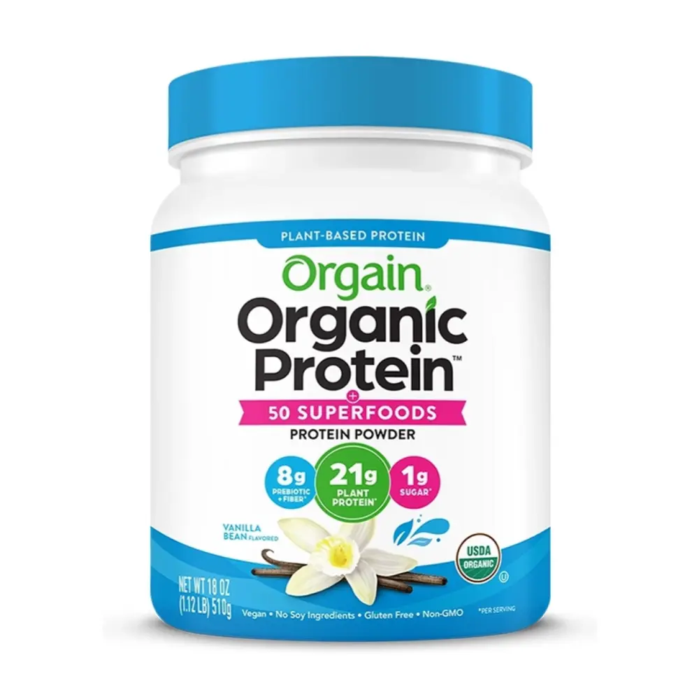 Bột Protein Thực Vật Hữu Cơ Hương Vani, Organic Plant-Based Protein Powder, 50 Superfoods, Vanilla Bean, 18 oz (510g) - ORGAIN