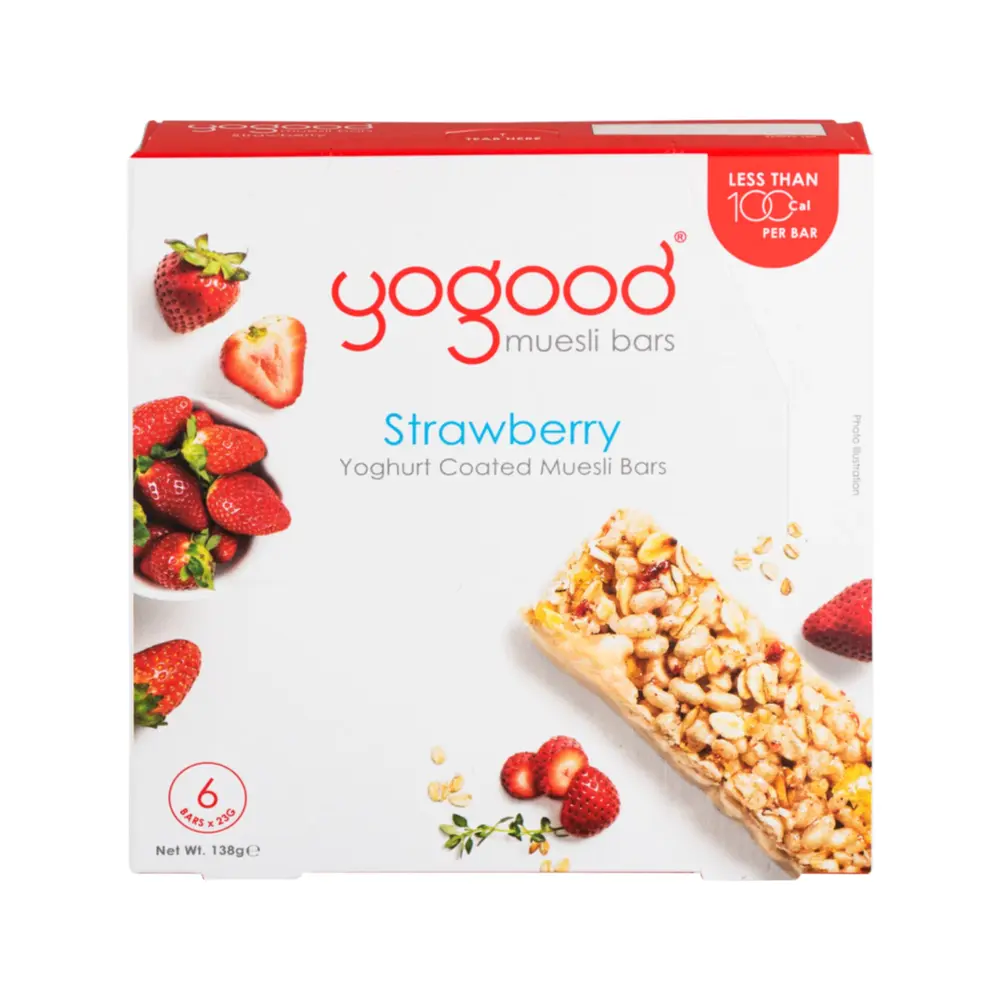 Thanh Ngũ Cốc Dâu Phủ Sữa Chua, Strawberry, Yoghurt Coated Muesli Bars, 6 Thanh (138g) - YOGOOD