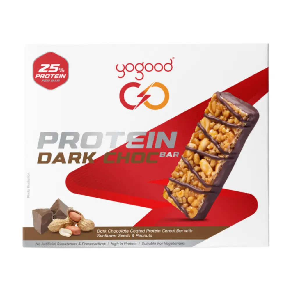 Thanh Ngũ Cốc Socola Đen, Hạt Hướng Dương & Đậu Phộng, Protein Bar, Dark Choc, 4 Thanh (140g) - YOGOOD