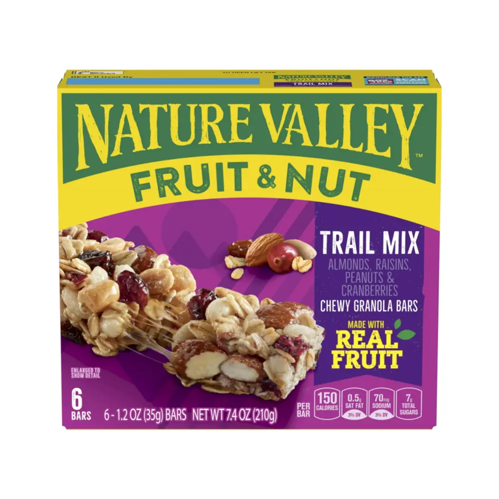 Thanh Ngũ Cốc Trái Cây & Hạt, Fruit & Nut Chewy Granola Bars, Trail Mix, 6 Thanh, 7.4 oz (210g) - NATURE VALLEY