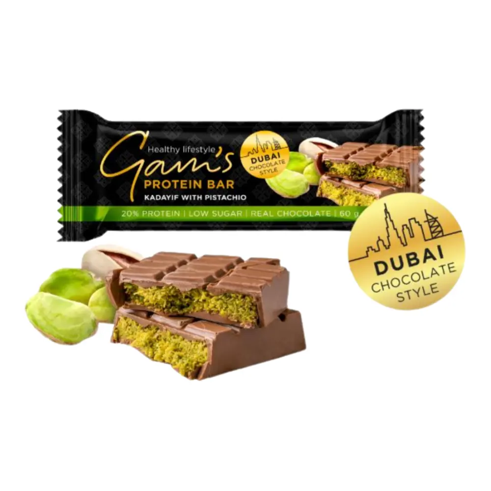 Thanh Giàu Đạm Vị Socola Dubai, Protein Bar, Kadayif with Pistachio (60g) - GAM'S