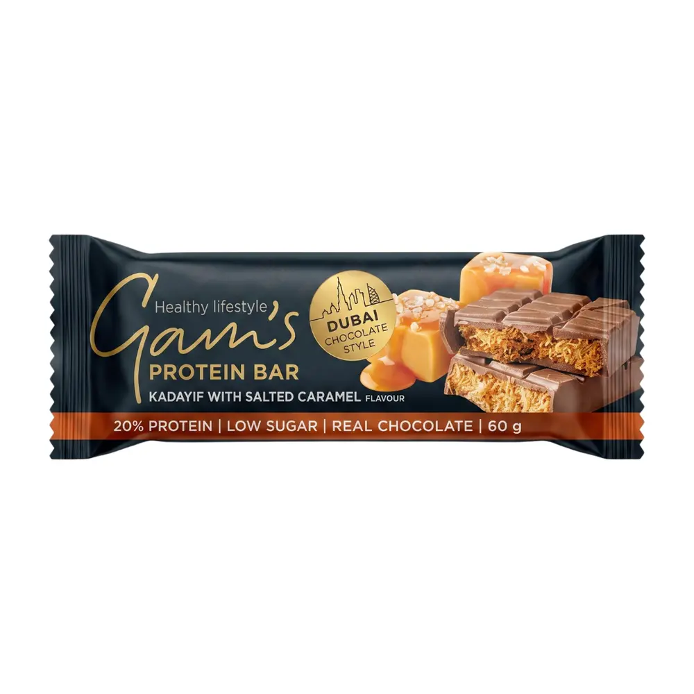 Thanh Giàu Đạm Vị Caramen Muối, Protein Bar, Kadayif with Salted Caramel Flavour (60g) - GAM'S