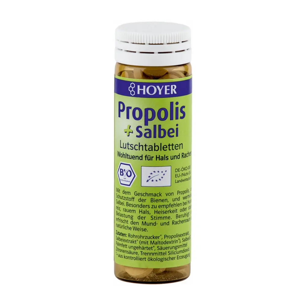 Kẹo Ngậm Ho Hữu Cơ, Propolis + Salbei, Lutschtabletten, 60 Viên (30g) - HOYER