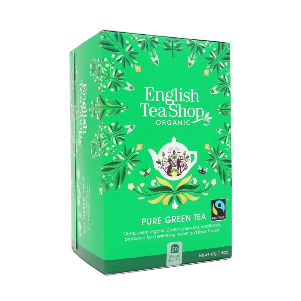 Trà Xanh Ceylon Truyền Thống Hữu Cơ, Pure Green Tea, 20 Túi Trà, 1.4 oz (40g) - ENGLISH TEA SHOP