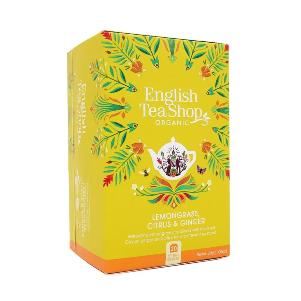 Trà Chanh, Sả, Gừng Hữu Cơ, Lemongrass, Citrus & Ginger, 20 Túi Trà, 1.06 oz (30g) - ENGLISH TEA SHOP