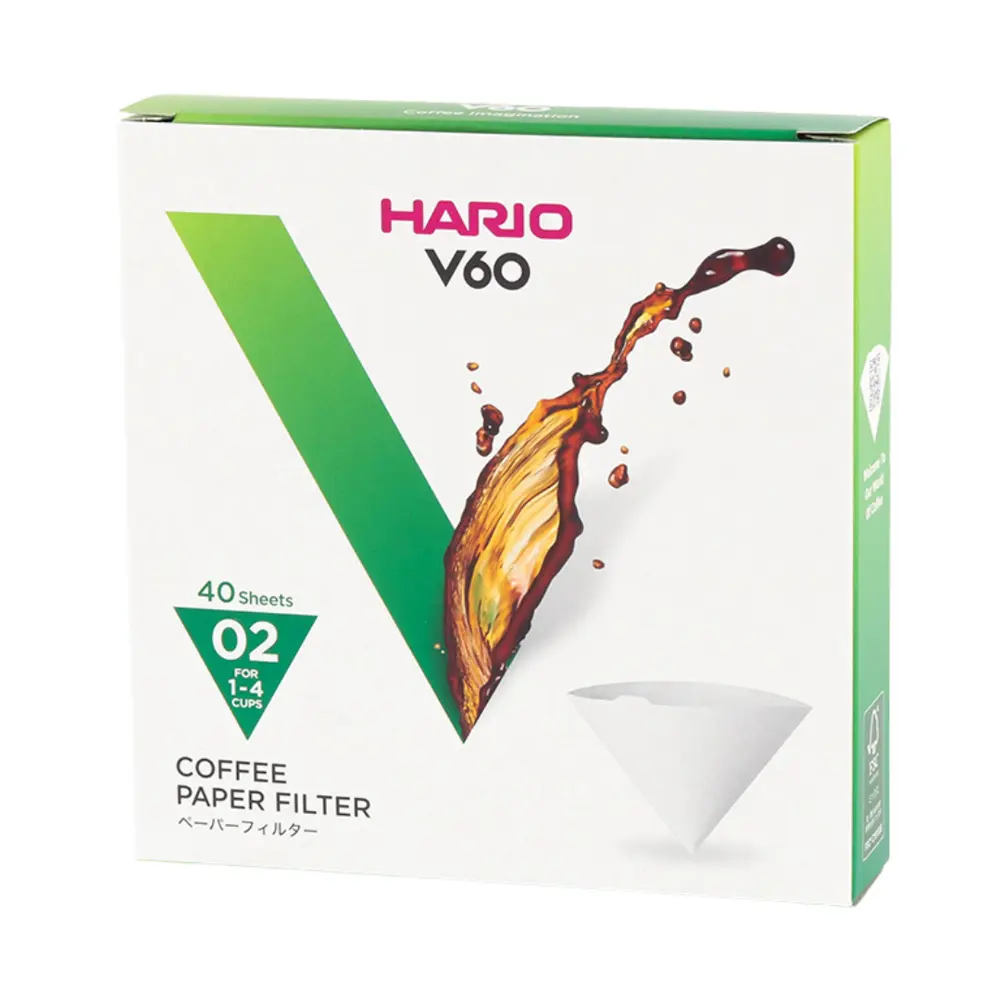 Giấy Lọc Cà Phê Màu Trắng, V60 Coffee Paper Filter, VCF-02-40W, 40 Tờ (17.5 x 1.8 x 12.5cm) - HARIO