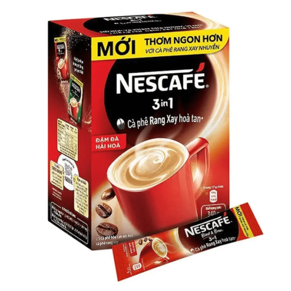 Cà Phê Rang Xay Hòa Tan Đậm Đà Hài Hòa, 3 in 1 Ground Roasted Coffee, Mild, 20 Gói (340g) - NESCAFE
