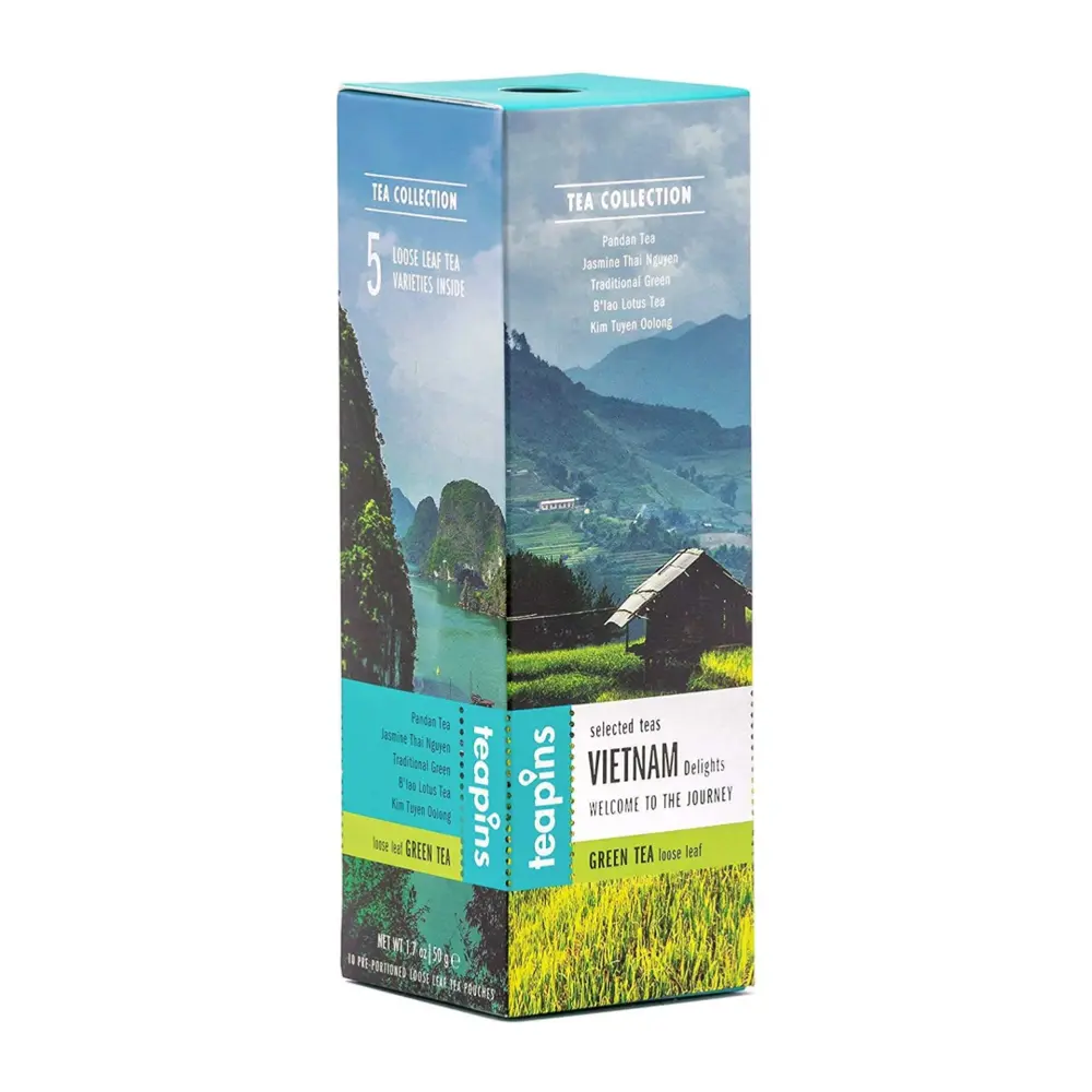 Trà Xanh 5 Vị, Vietnam Delights, 5 Green Tea Loose Leaf, 1.7 oz (50g) - TEAPINS