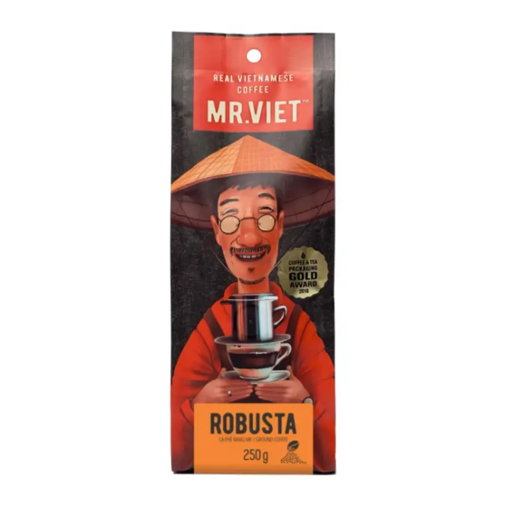 Robusta Cà Phê Rang Xay, Robusta Ground Coffee, 8.8 oz (250g) - MR. VIET
