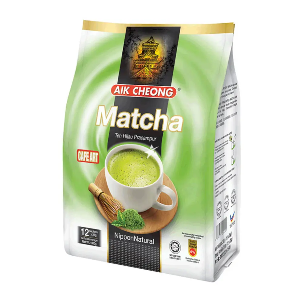 Trà Sữa, Matcha, Teh Hijau Pracampur, Cafe Art, 12 Gói (300g) - AIK CHEONG