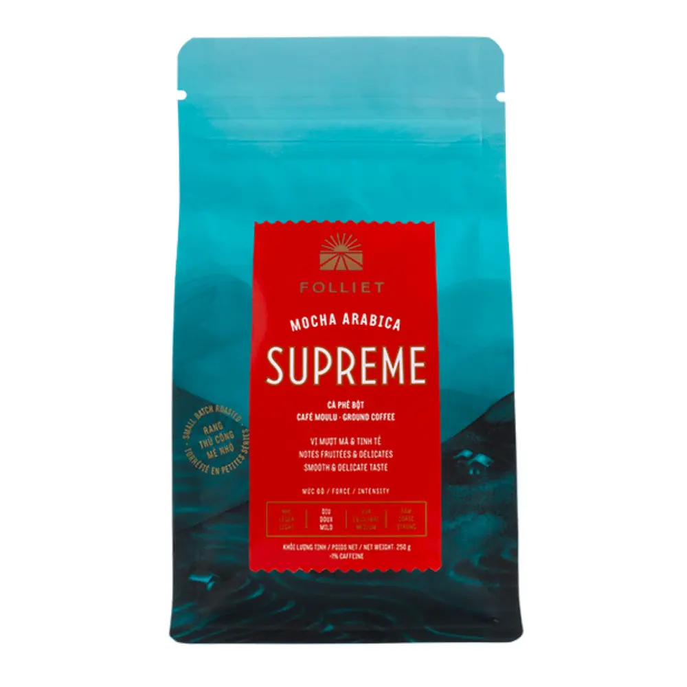 Cà Phê Bột Supreme, Mocha Arabica Ground Coffee (250g) - FOLLIET
