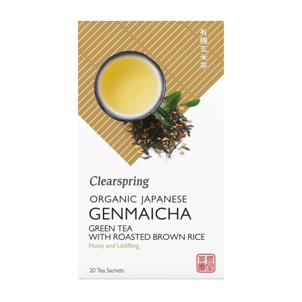 Trà Xanh Gạo Lứt Hữu Cơ, Organic Japanese Genmaicha, Green Tea with Roasted Brown Rice, 20 Gói (36g) - CLEARSPRING