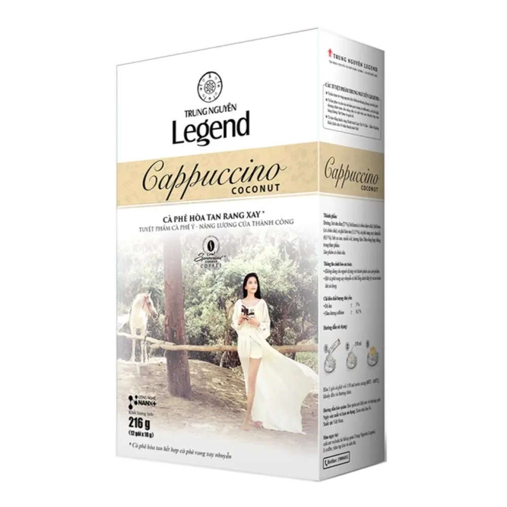Cà Phê Hòa Tan, Cappuccino Coconut, 12 Gói (216g) - TRUNG NGUYEN