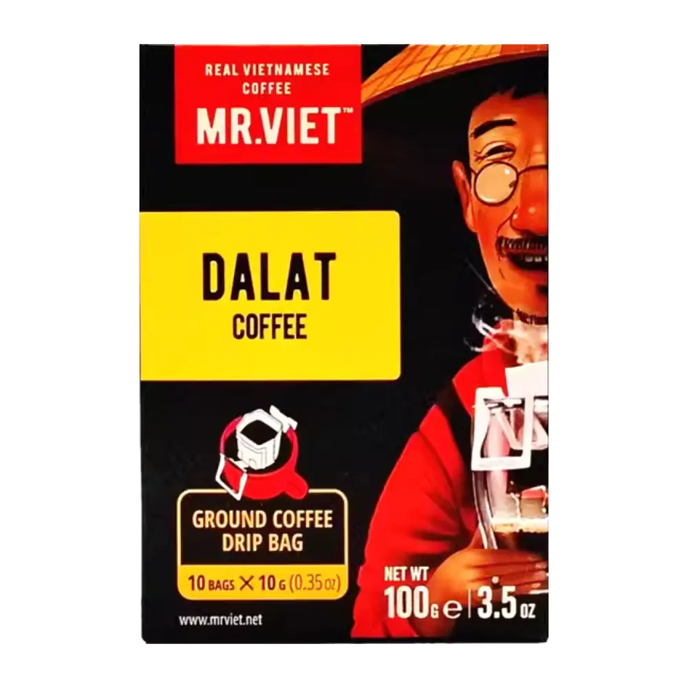Cà Phê Đà Lạt Phin Giấy Nhỏ Giọt, Ground Coffee Drip Bag, Dalat Coffee, 10 Gói, 3.5 oz (100g) - MR. VIET