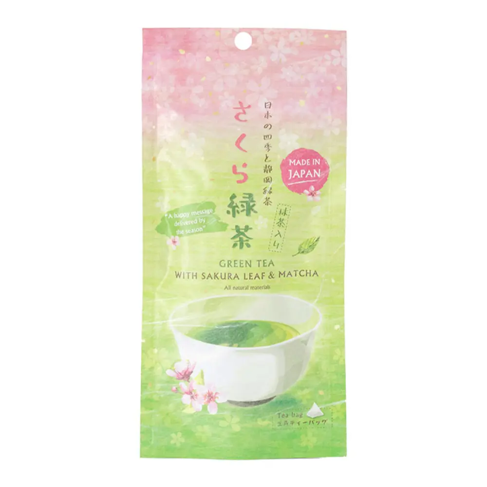 Trà Xanh với Lá Hoa Anh Đào & Matcha, Green Tea with Sakura Leaf & Matcha, All Natural, 8 Túi Lọc (24g) - KANES