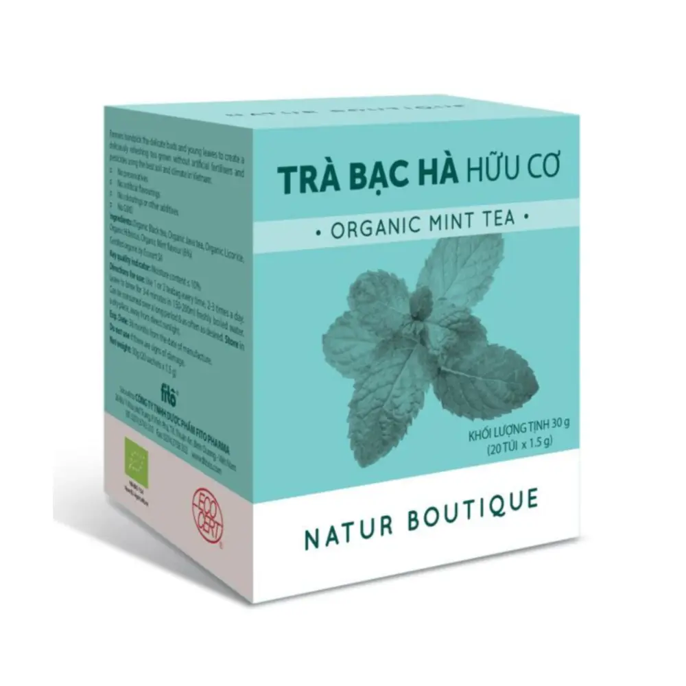 Trà Bạc Hà Hữu Cơ, Organic Mint Tea, 20 Túi Lọc (30g) - NATUR BOUTIQUE