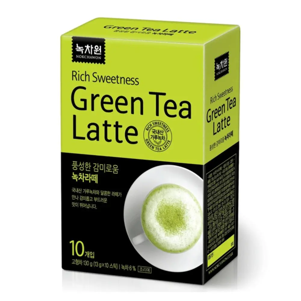 Trà Xanh Latte, Rich Sweetness Green Tea Latte, 10 Gói (180g) - NOKCHAWON