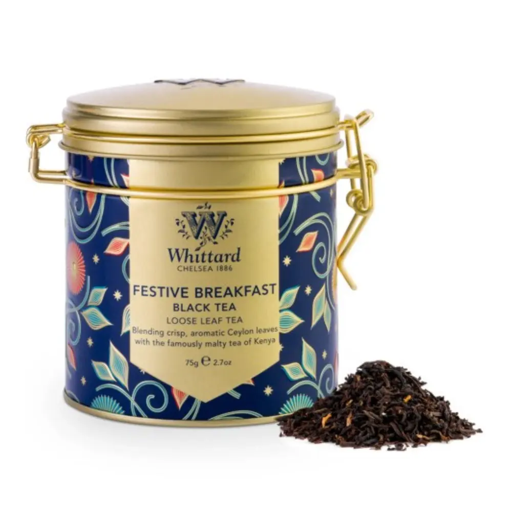 Trà Đen Ceylon, Festive Breakfast Black Tea, Loose Leaf Tea, 2.7 oz (75g) - WHITTARD