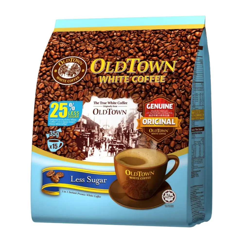 Cà Phê Ít Đường, Less Sugar, 3 in 1 Instant Premix White Coffee, 15 Gói (525g) - OLDTOWN WHITE COFFEE