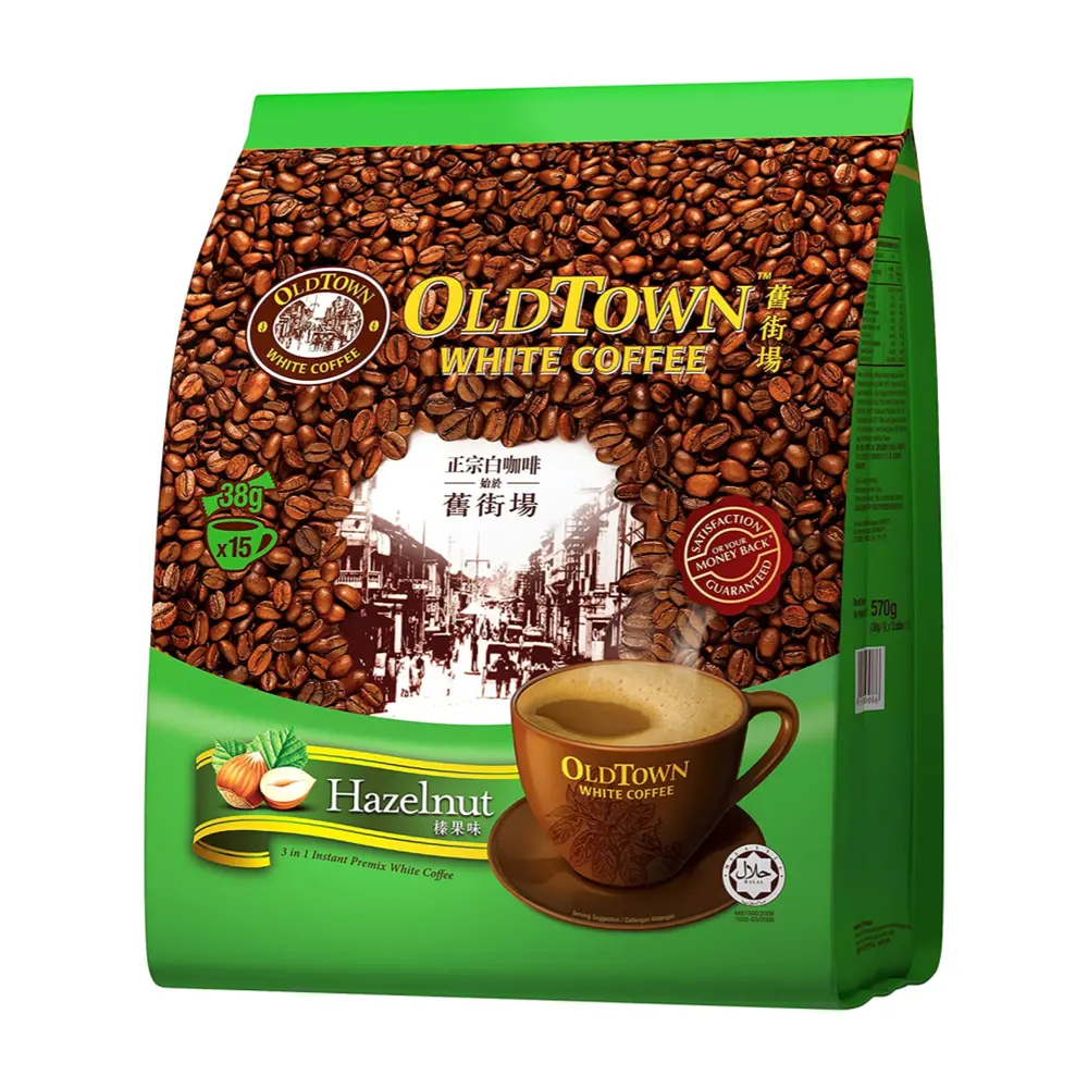 Cà Phê Hạt Phỉ, Hazelnut, 3 in 1 Instant Premix White Coffee, 15 Gói (570g) - OLDTOWN WHITE COFFEE