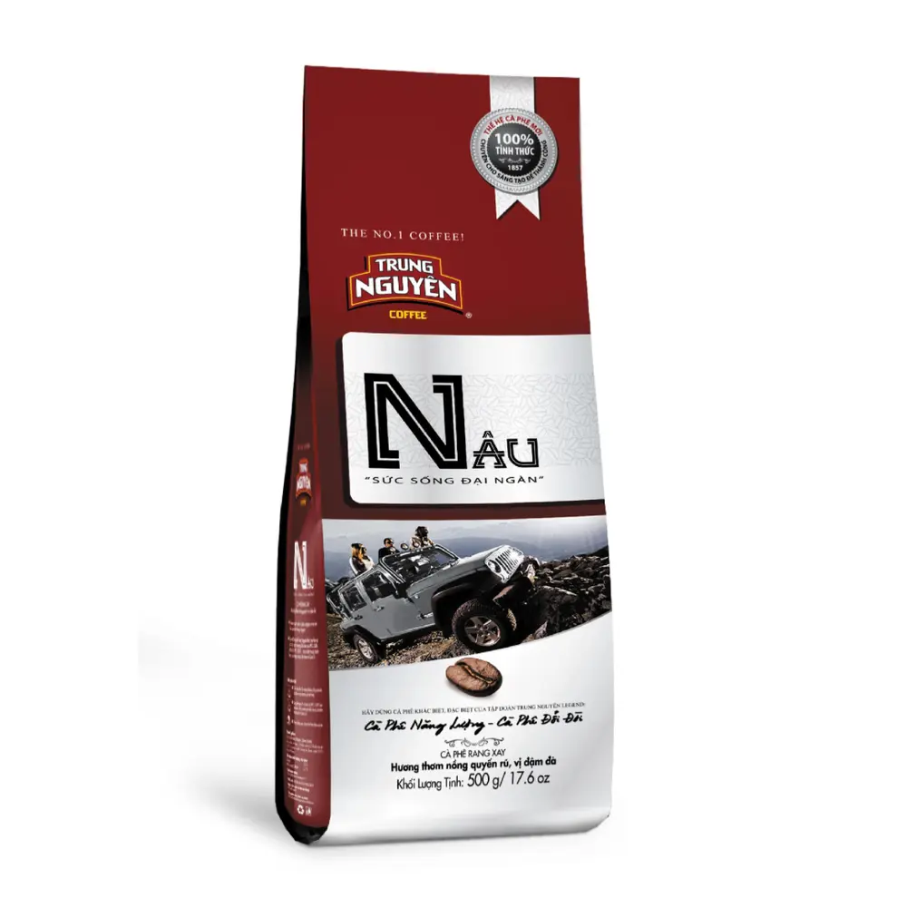 Cà Phê Rang Xay Nâu "Sức Sống Đại Ngàn", Ground Coffee with 0.13% Whiskey, 17.6 oz (500g) - TRUNG NGUYEN