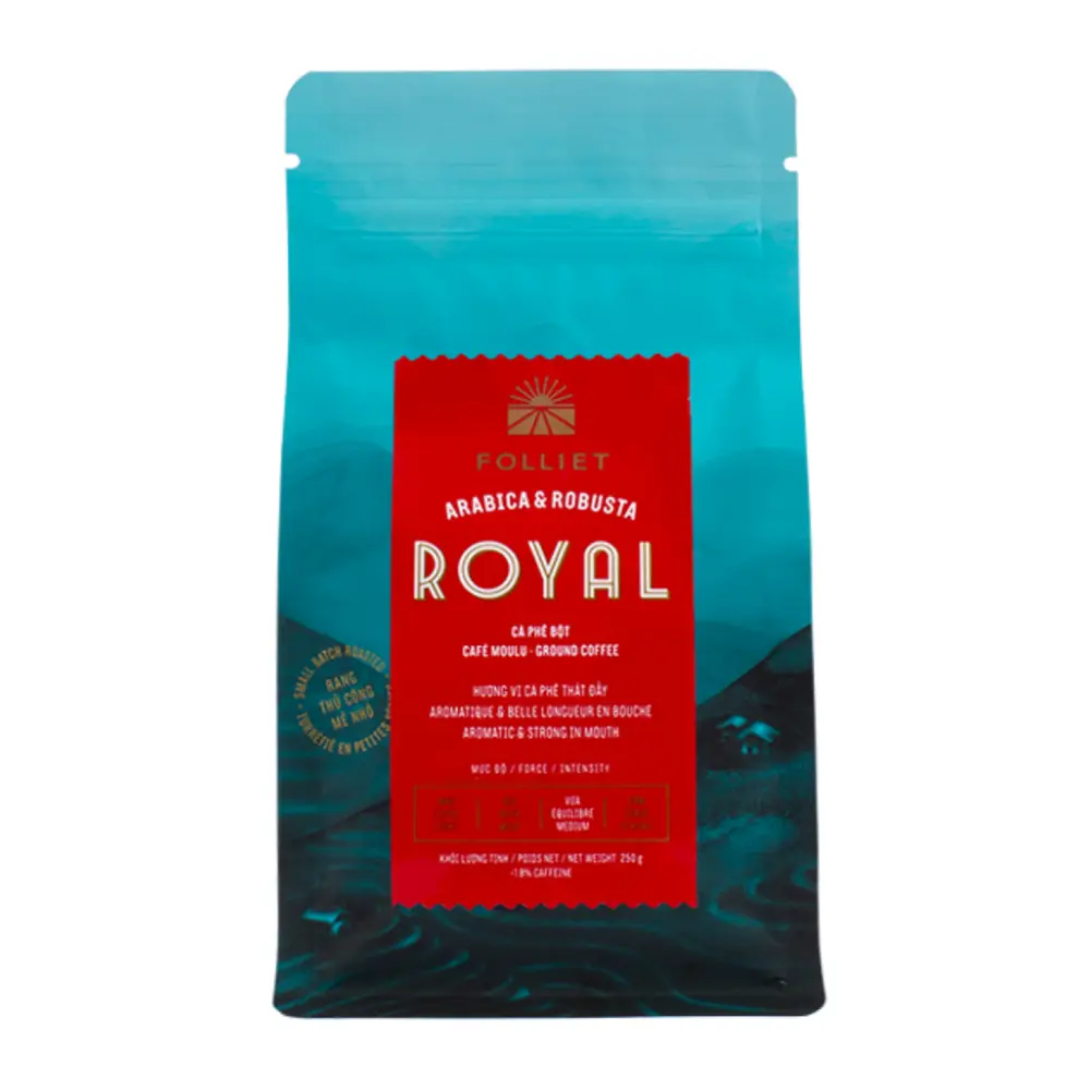 Cà Phê Bột Vị Vừa, Royal, Arabica & Robusta Ground Coffee (250g) - FOLLIET