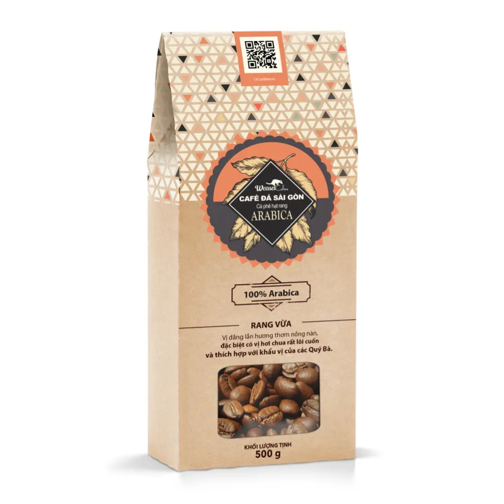 Cà Phê Hạt Rang, Rang Vừa, Roasted Coffee Beans, 100% Arabica (500g) - WEASEL COFFEE