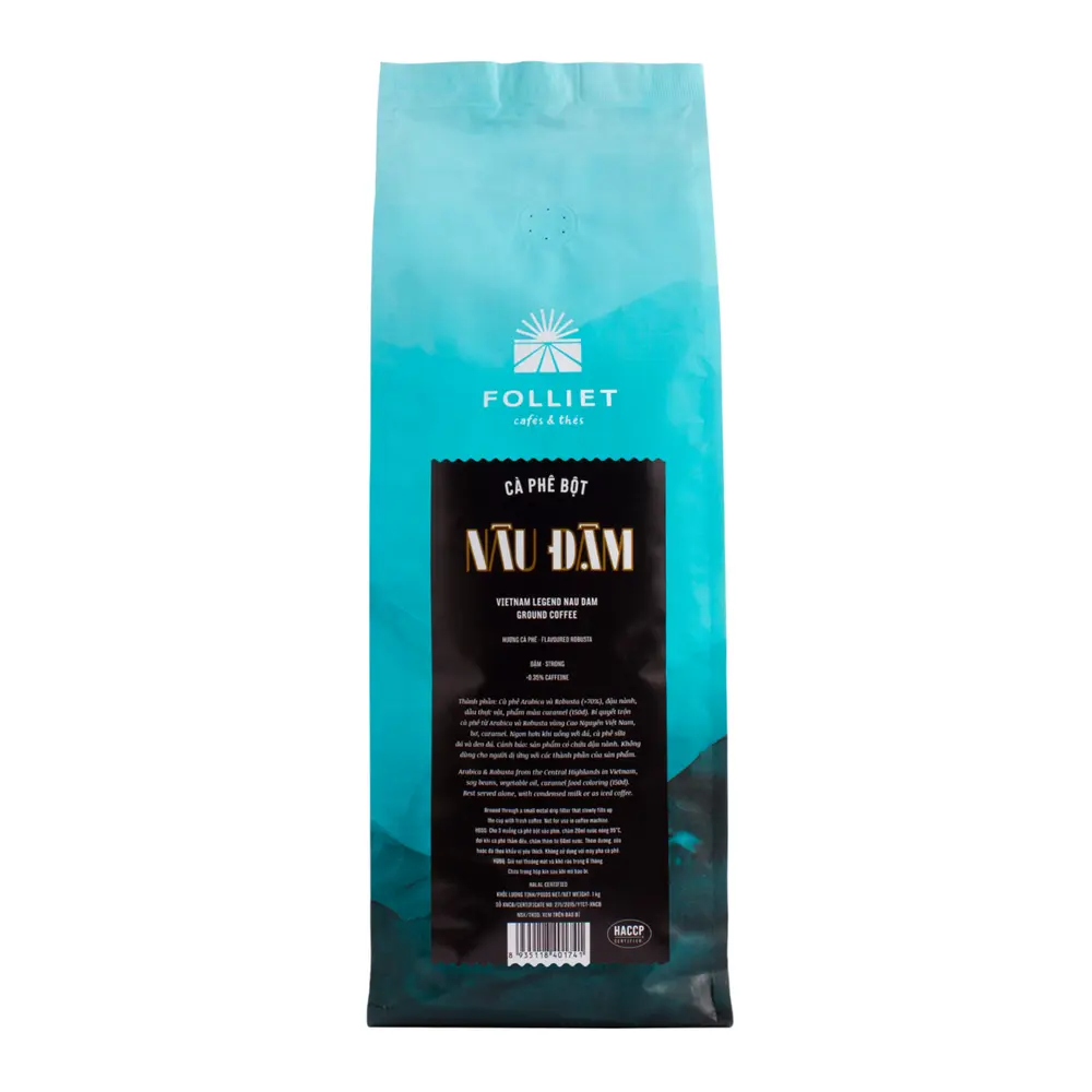 Cà Phê Bột Nâu Đậm, Vietnam Legend Nau Dam Ground Coffee, Flavoured Robusta (1kg) - FOLLIET