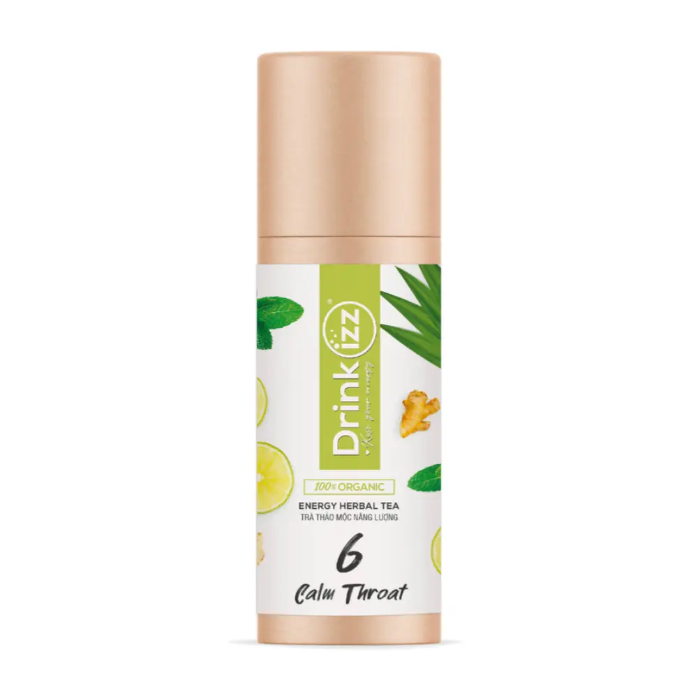 Trà Thảo Mộc Năng Lượng Hữu Cơ Ấm Họng, 100% Organic Herbal Energy Tea, No. 6 Calm Throat, 12 Túi Lọc (30g) - DRINKIZZ