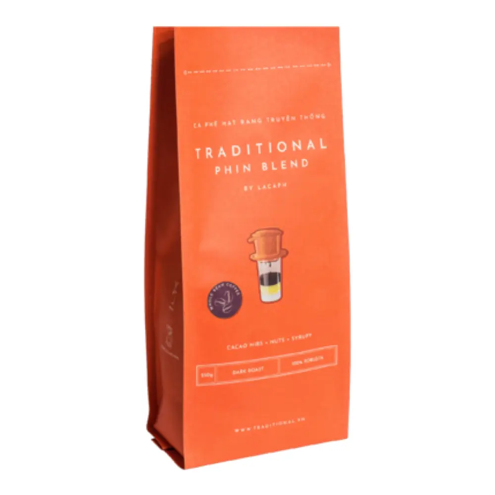 Cà Phê Hạt Rang Truyền Thống, Traditional Phin Blend, Whole Bean Coffee, Cacao Nibs Nuts Syrupy (250g) - LACAPH