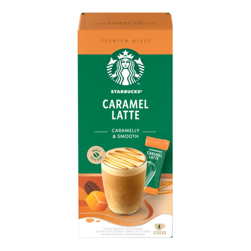 Cà Phê Hòa Tan, Premium Instant Caramel Latte, 5 Ly (115g) - STARBUCKS