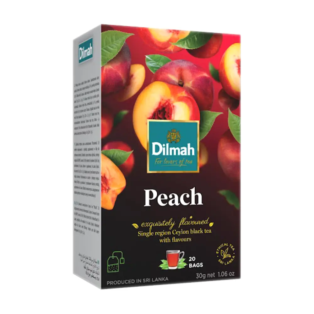 Trà Đen Đào, Peach Flavoured Ceylon Black Tea, 20 Túi Trà, 1.06 oz (30g) - DILMAH