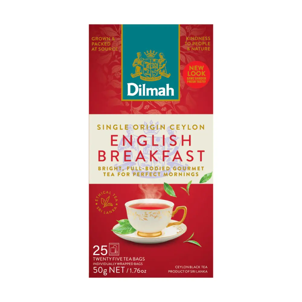 Trà Anh Buổi Sáng, English Breakfast, Ceylon Black Tea, 25 Túi Trà, 1.76 oz (50g) - DILMAH